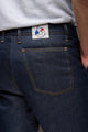 Bermuda homme Cabellio, jeans en lin bleu marine avec poche italienne et marque Le Gaulois visible sur l'étiquette, coupe mi-haute jusqu'au genou - Le Gaulois jeans