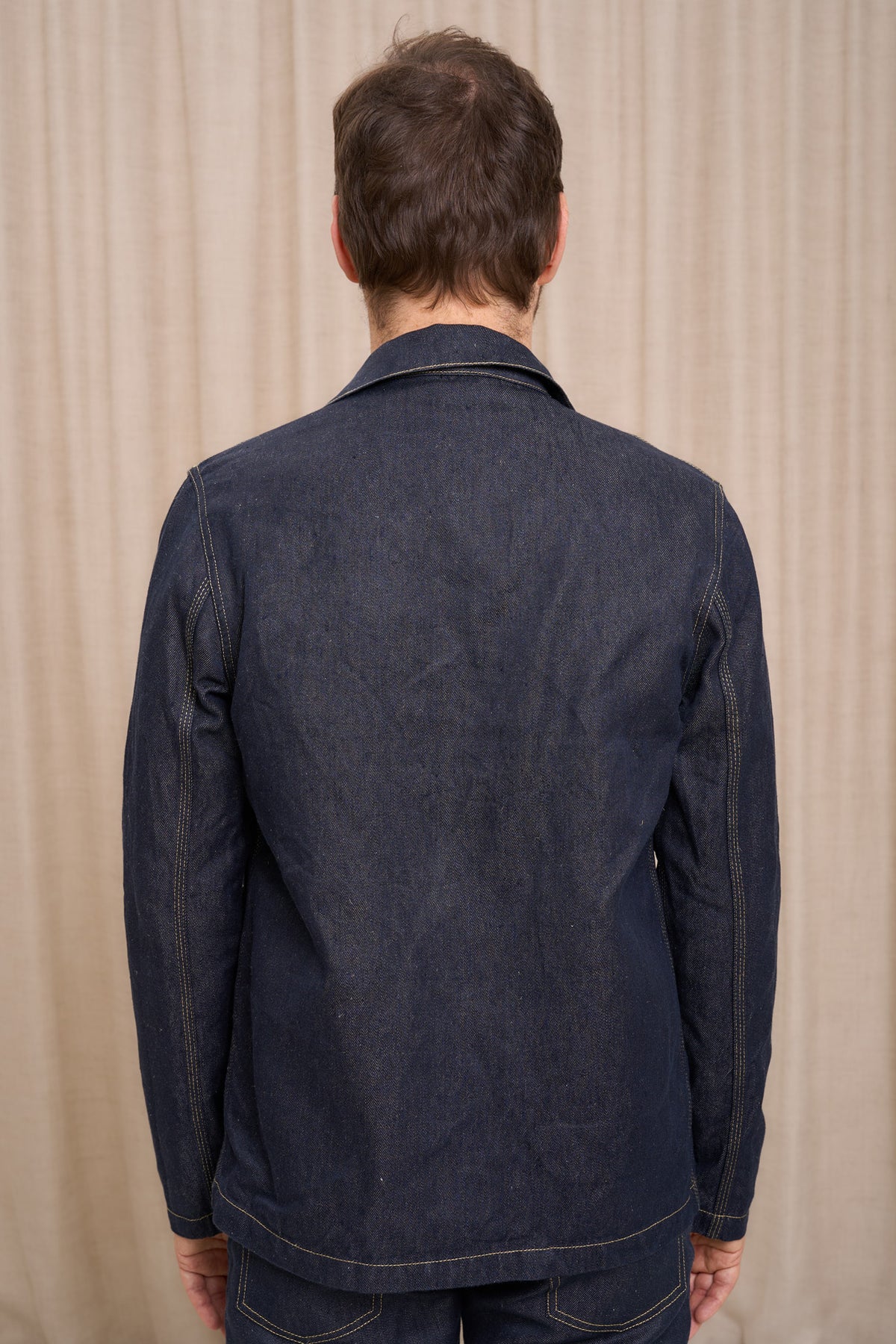 Veste en jean pour homme Corensi en 100 % lin, coloris bleu jean, photo 3 sur 4, Le Gaulois Jeans