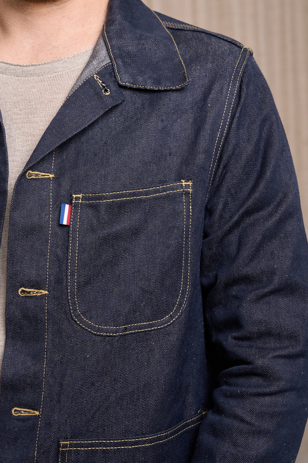 Veste en jean pour homme Corensi en 100 % lin, coloris bleu jean, photo 2 sur 4, Le Gaulois Jeans