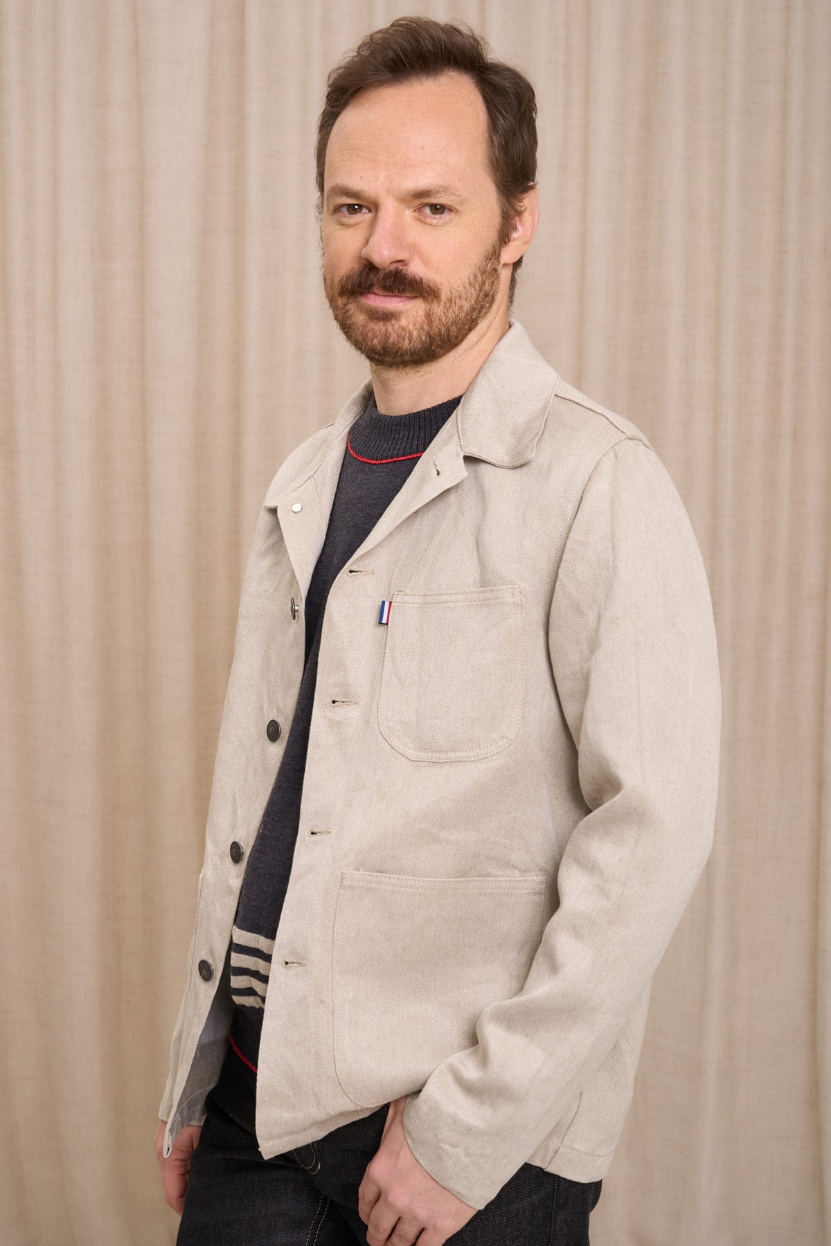 Veste en jean pour homme Corensi en 100 % lin naturel, coloris lin naturel, photo 5 sur 5, Le Gaulois Jeans