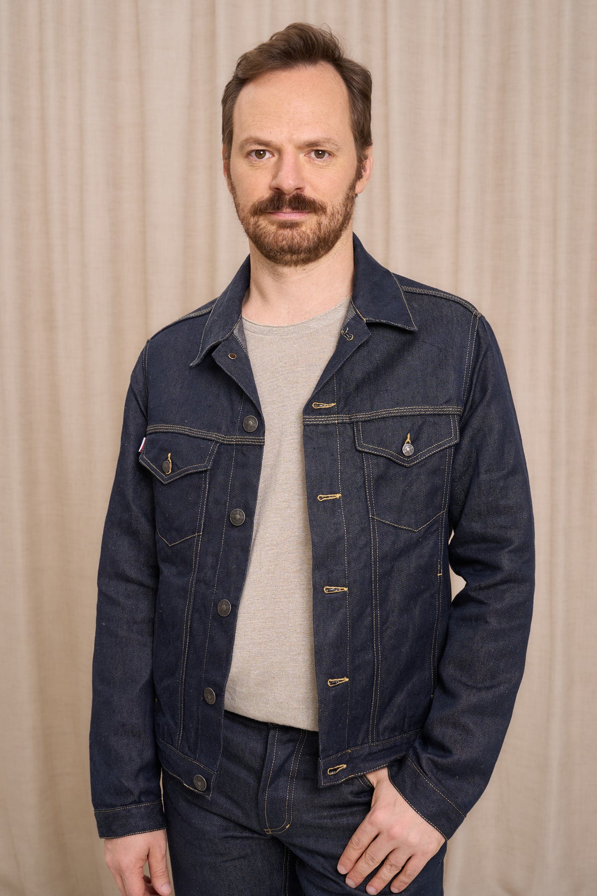 Veste en jean pour homme Tolosa en 100 % lin, coloris bleu jean, photo 1 sur 4, Le Gaulois Jeans