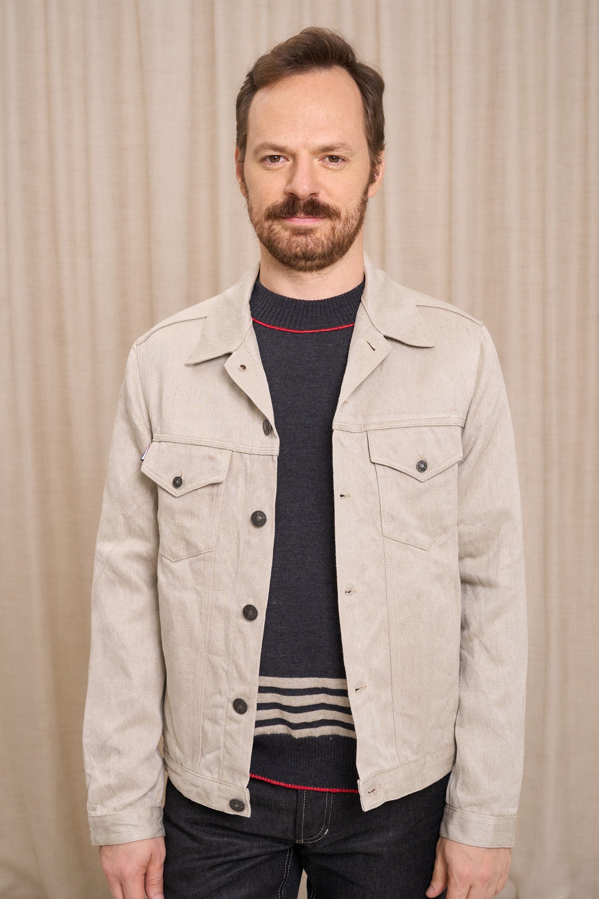 Veste en jean pour homme Tolosa en 100 % lin naturel, coloris lin naturel, photo 2 sur 3, Le Gaulois Jeans