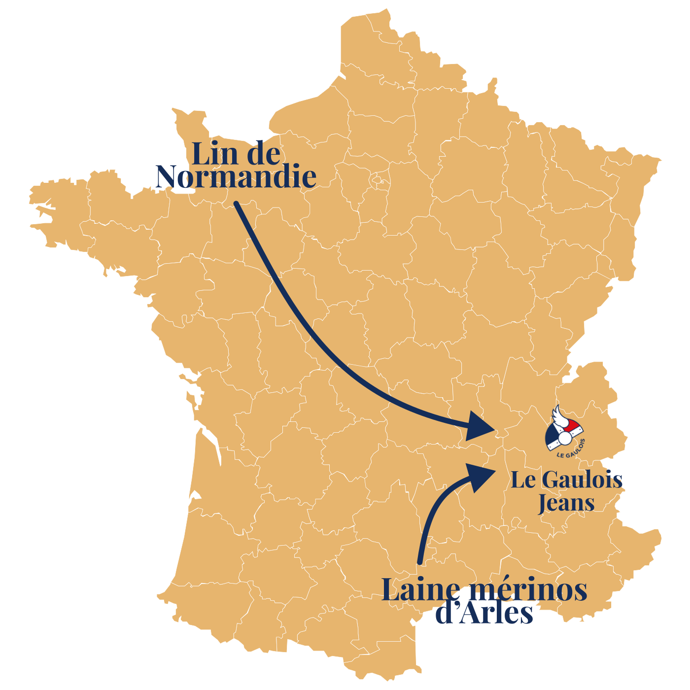 Carte de production du jeans en lin et laine Le Gaulois Jeans