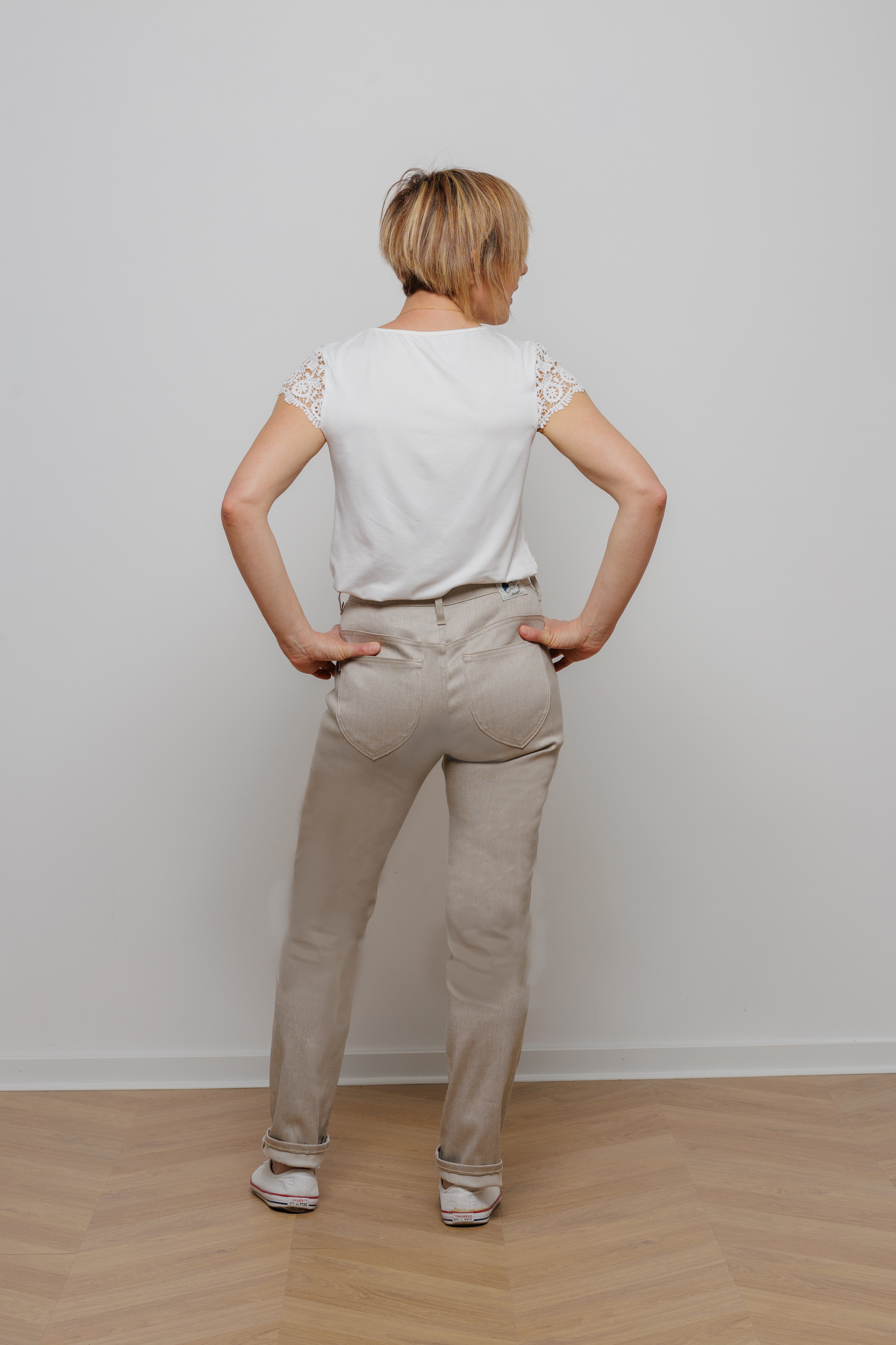 Jean pour femme Bona en 74 % lin / 23 % coton bio / 3 % élasthanne, coloris naturel, photo 3 sur 4, Le Gaulois Jeans
