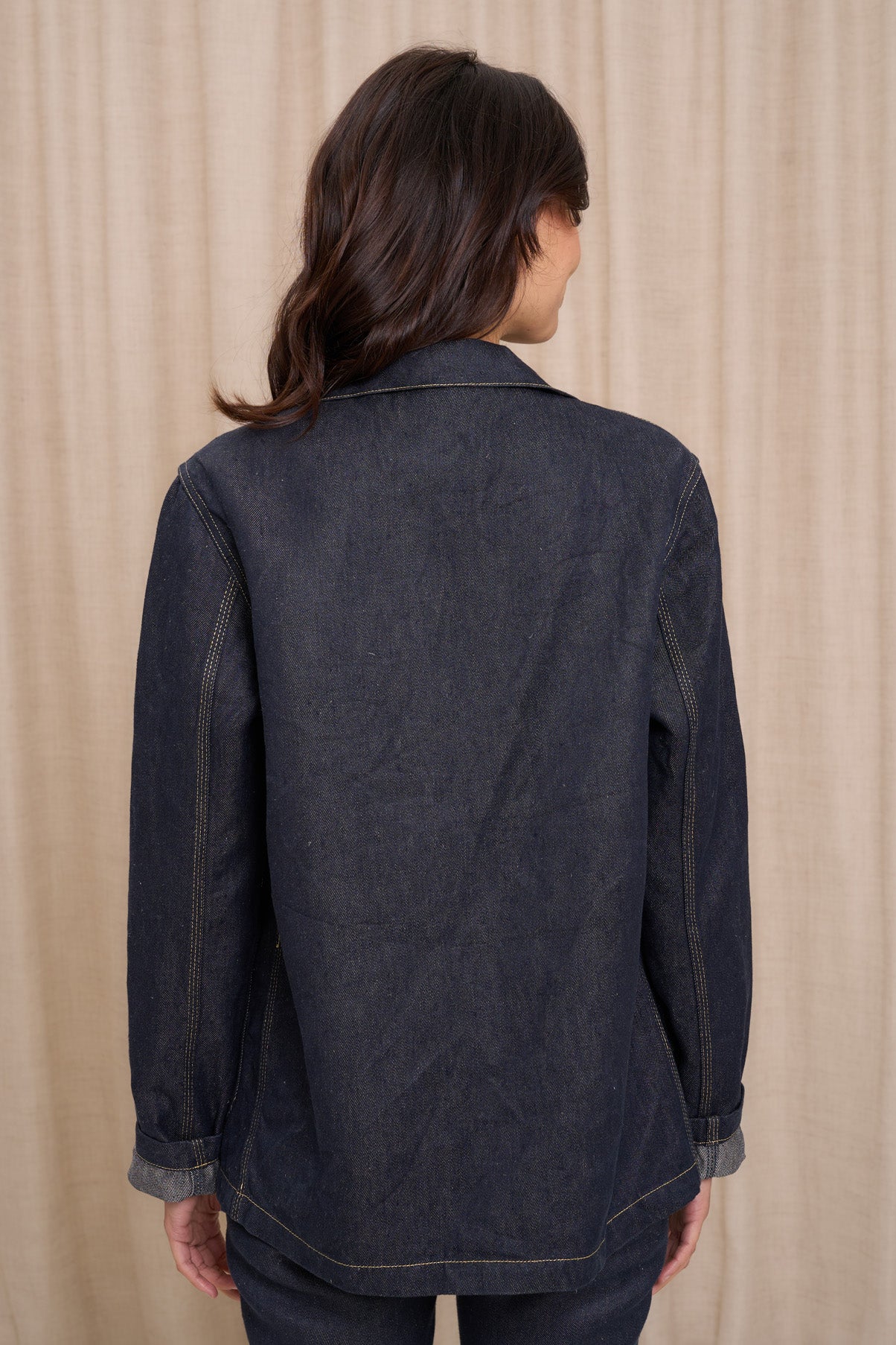 Veste en jean pour femme Corensi en 100 % lin, coloris bleu jean, photo 2 sur 7, Le Gaulois Jeans