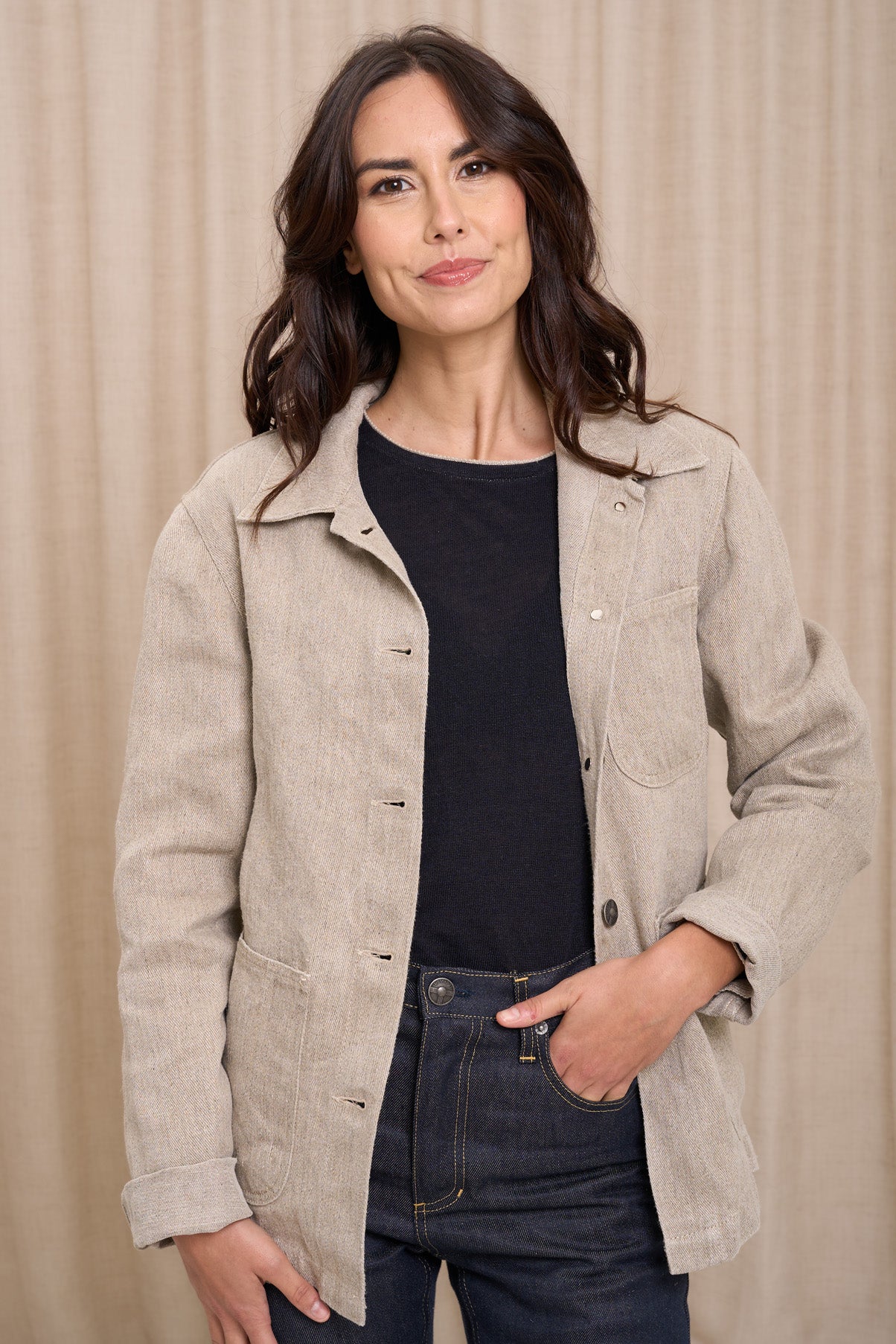 Veste en jean pour femme Corensi en 100 % chanvre naturel, coloris chanvre naturel, photo 1 sur 9, Le Gaulois Jeans