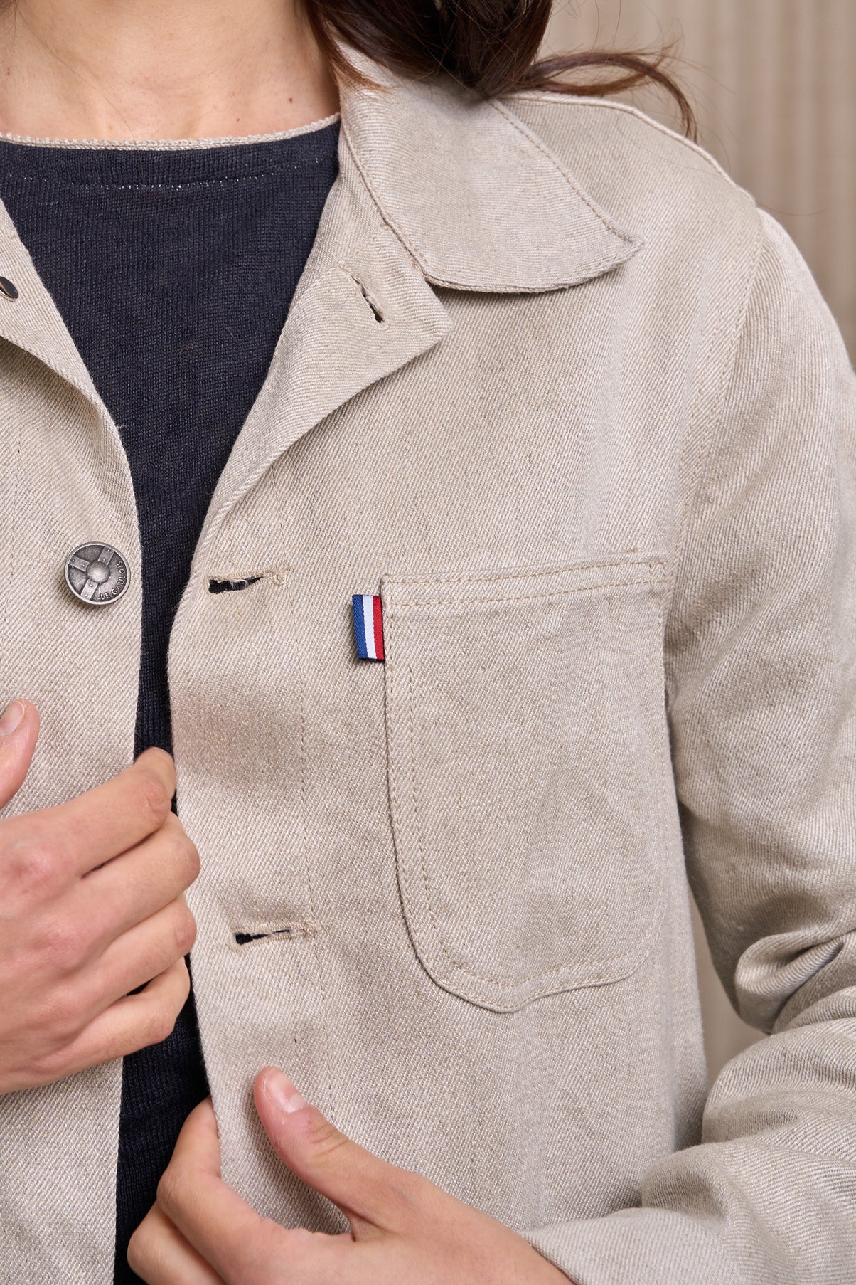 Veste en jean pour femme Corensi en 100 % lin naturel, coloris lin naturel, photo 2 sur 8, Le Gaulois Jeans