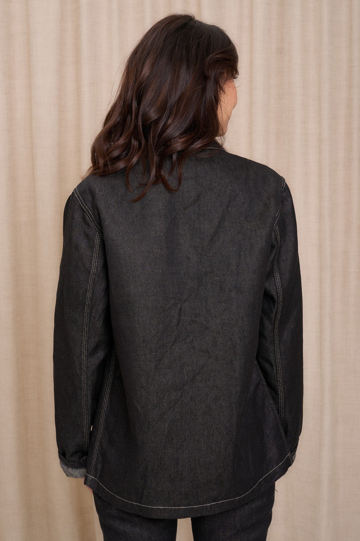 Veste en jean pour femme Corensi en 100 % lin, coloris noir, photo 5 sur 8, Le Gaulois Jeans