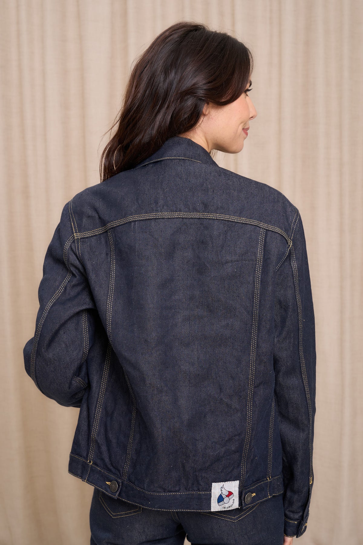 Veste en jean pour femme Tolosa en 100 % lin, coloris bleu jean, photo 5 sur 10, Le Gaulois Jeans