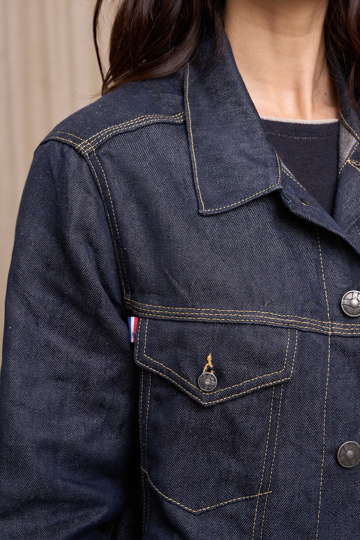 Veste en jean pour femme Tolosa en 100 % lin, coloris bleu jean, photo 3 sur 10, Le Gaulois Jeans