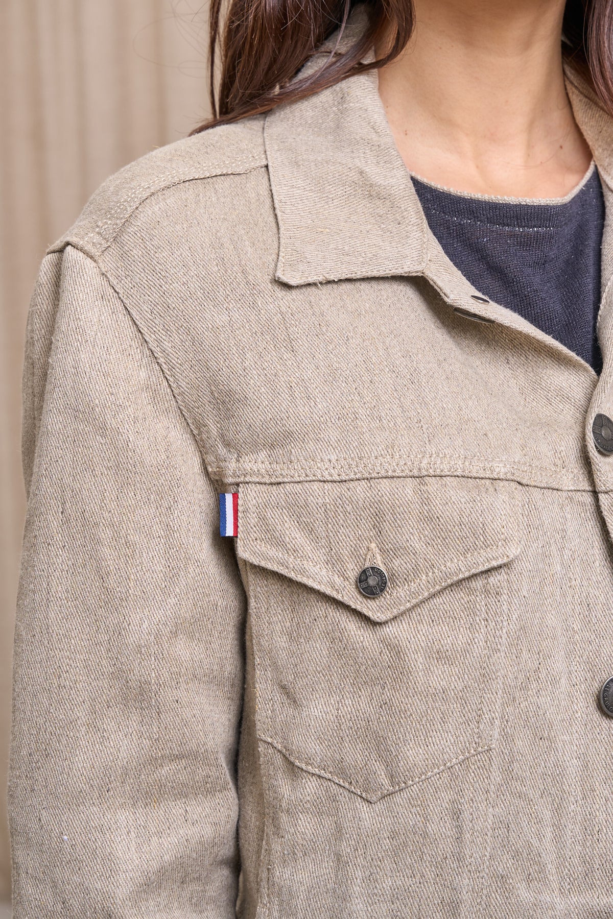 Veste en jean pour femme Tolosa en 100 % chanvre naturel, coloris chanvre naturel, photo 2 sur 4, Le Gaulois Jeans
