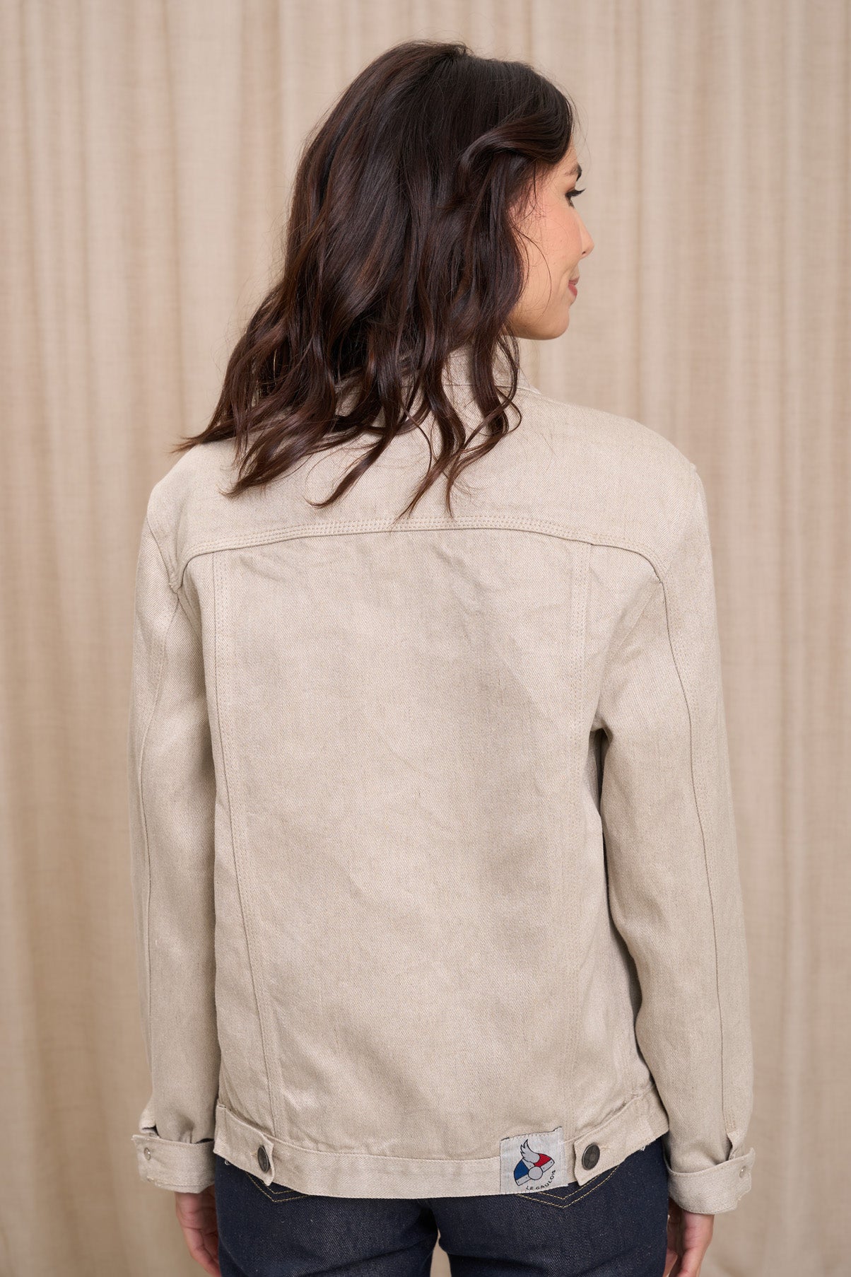 Veste en jean pour femme Tolosa en 100 % lin naturel, coloris lin naturel, photo 2 sur 7, Le Gaulois Jeans