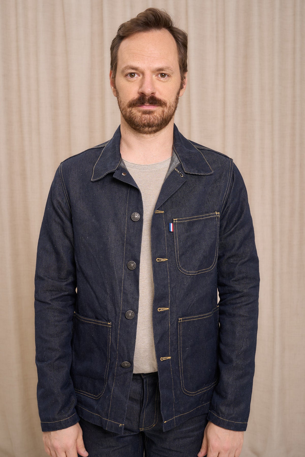 Veste en jean pour homme Corensi en 100 % lin, coloris bleu jean, photo 4 sur 4, Le Gaulois Jeans