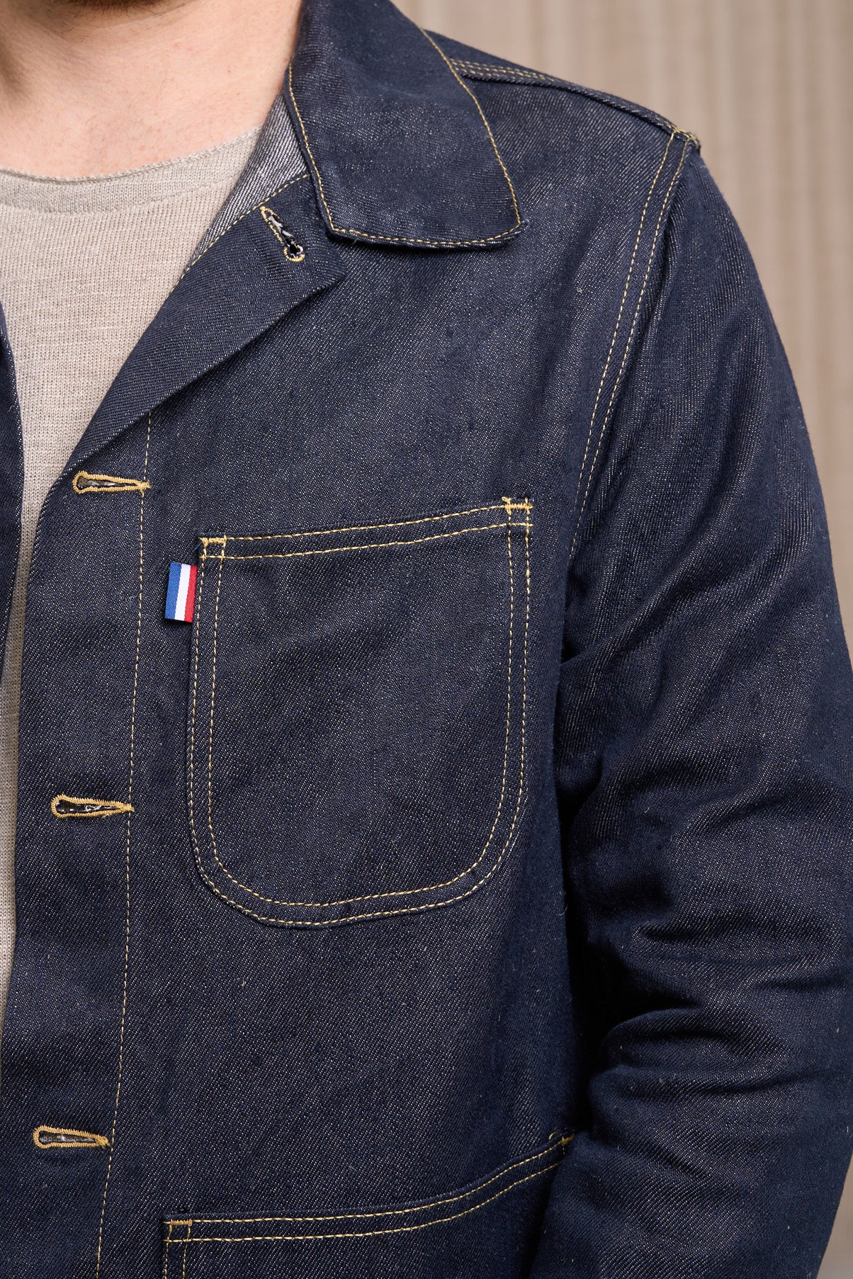 Veste en jean pour homme Corensi en 100 % lin, coloris bleu jean, photo 2 sur 4, Le Gaulois Jeans