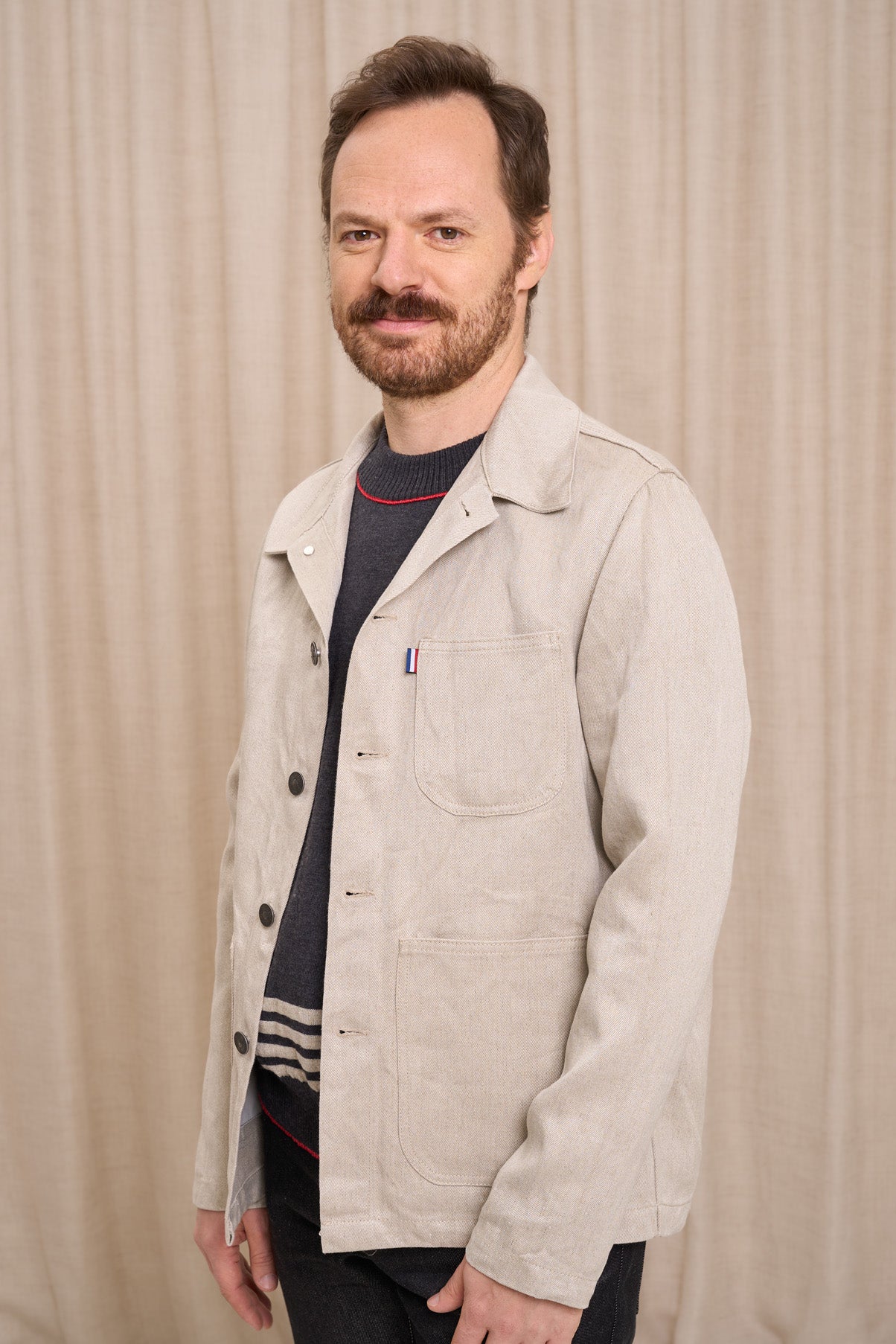 Veste en jean pour homme Corensi en 100 % lin naturel, coloris lin naturel, photo 1 sur 5, Le Gaulois Jeans