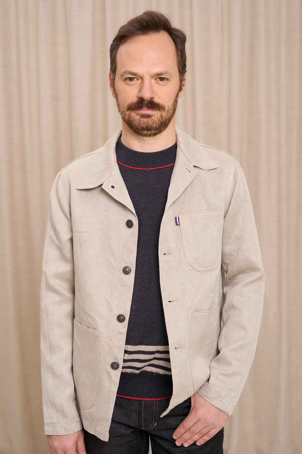 Veste en jean pour homme Corensi en 100 % lin naturel, coloris lin naturel, photo 4 sur 5, Le Gaulois Jeans