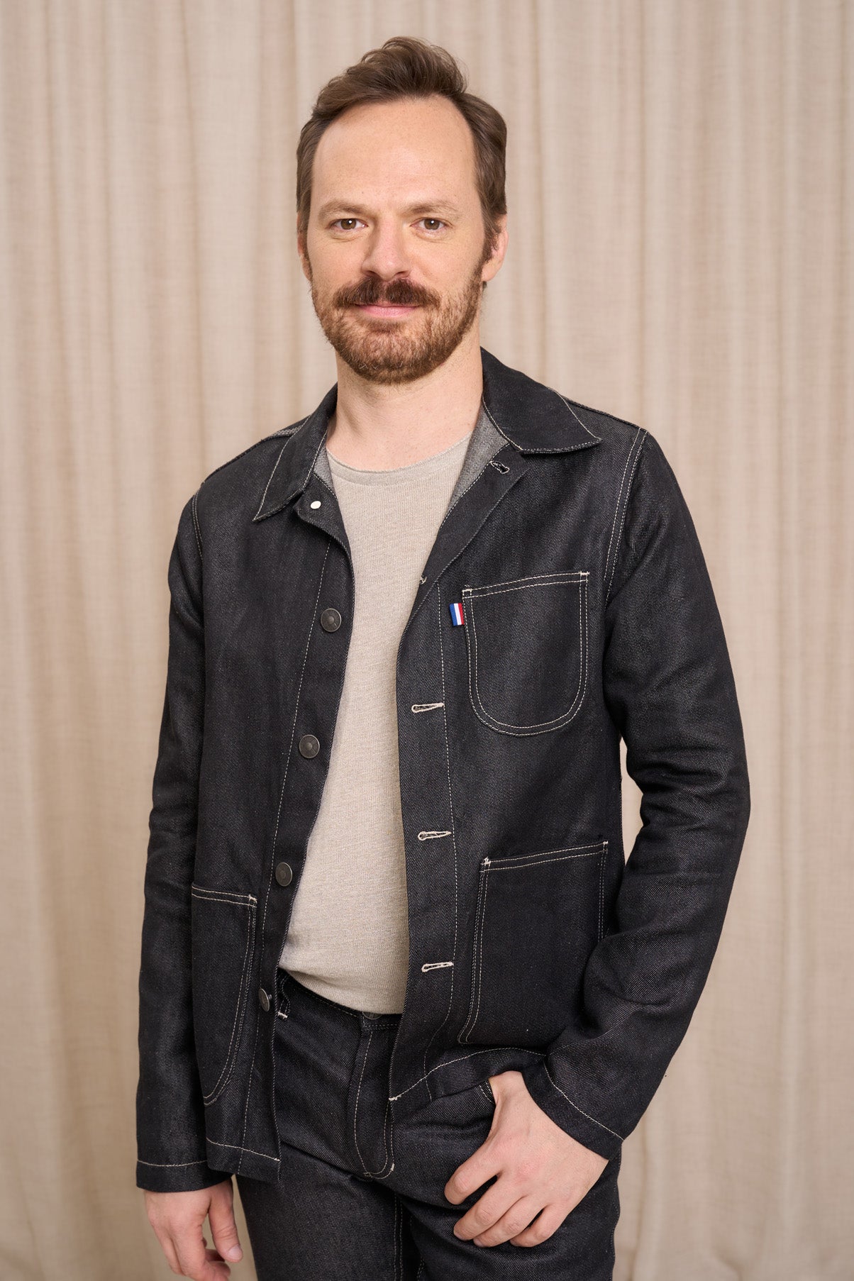 Veste en jean pour homme Corensi en 100 % lin, coloris noir, photo 1 sur 4, Le Gaulois Jeans