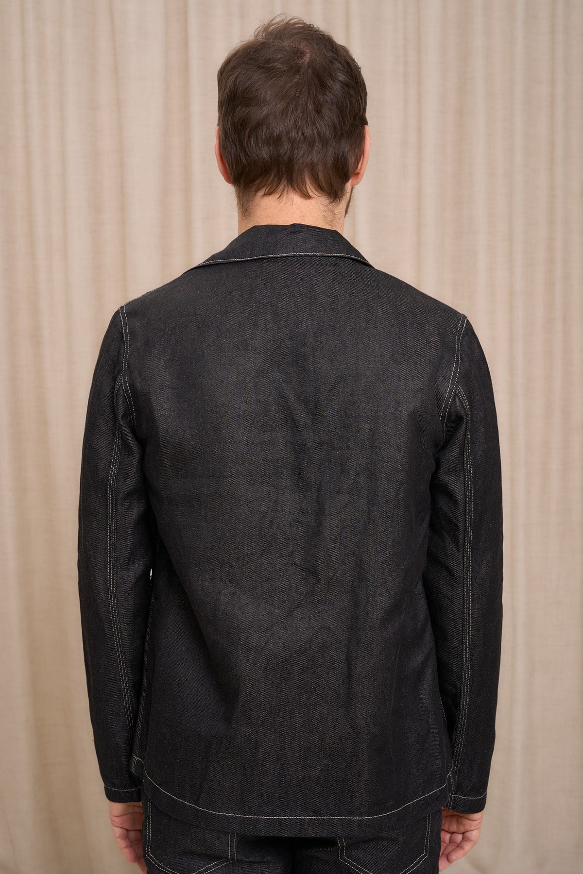 Veste en jean pour homme Corensi en 100 % lin, coloris noir, photo 4 sur 4, Le Gaulois Jeans