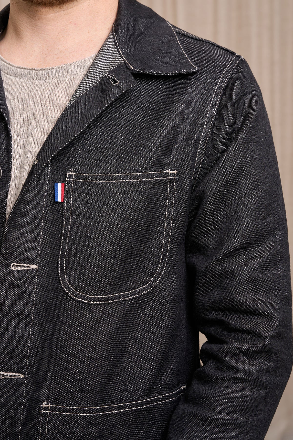 Veste en jean pour homme Corensi en 100 % lin, coloris noir, photo 3 sur 4, Le Gaulois Jeans