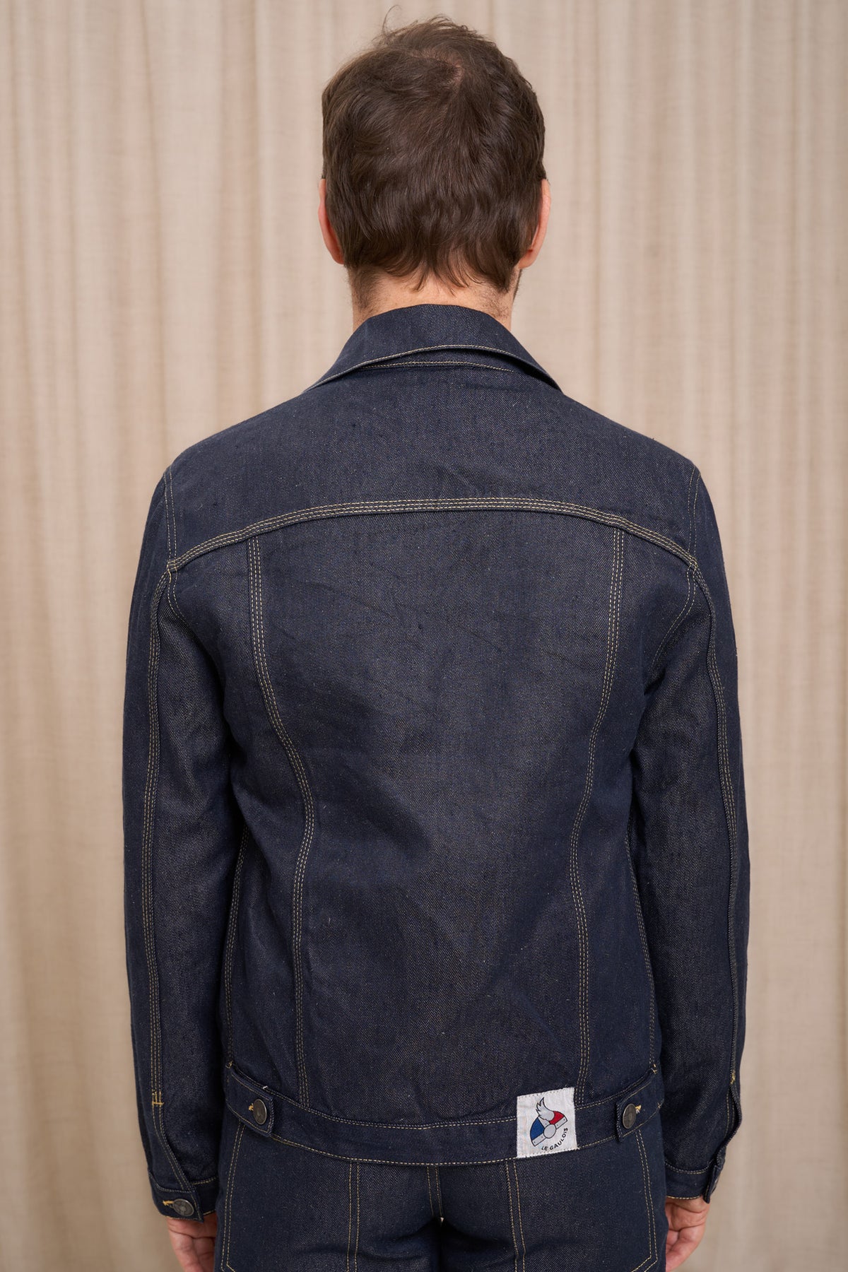 Veste en jean pour homme Tolosa en 100 % lin, coloris bleu jean, photo 3 sur 4, Le Gaulois Jeans