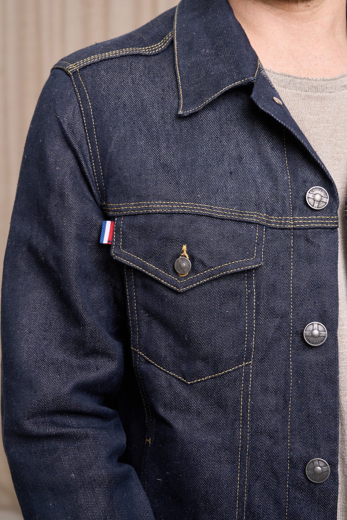Veste en jean pour homme Tolosa en 100 % lin, coloris bleu jean, photo 2 sur 4, Le Gaulois Jeans