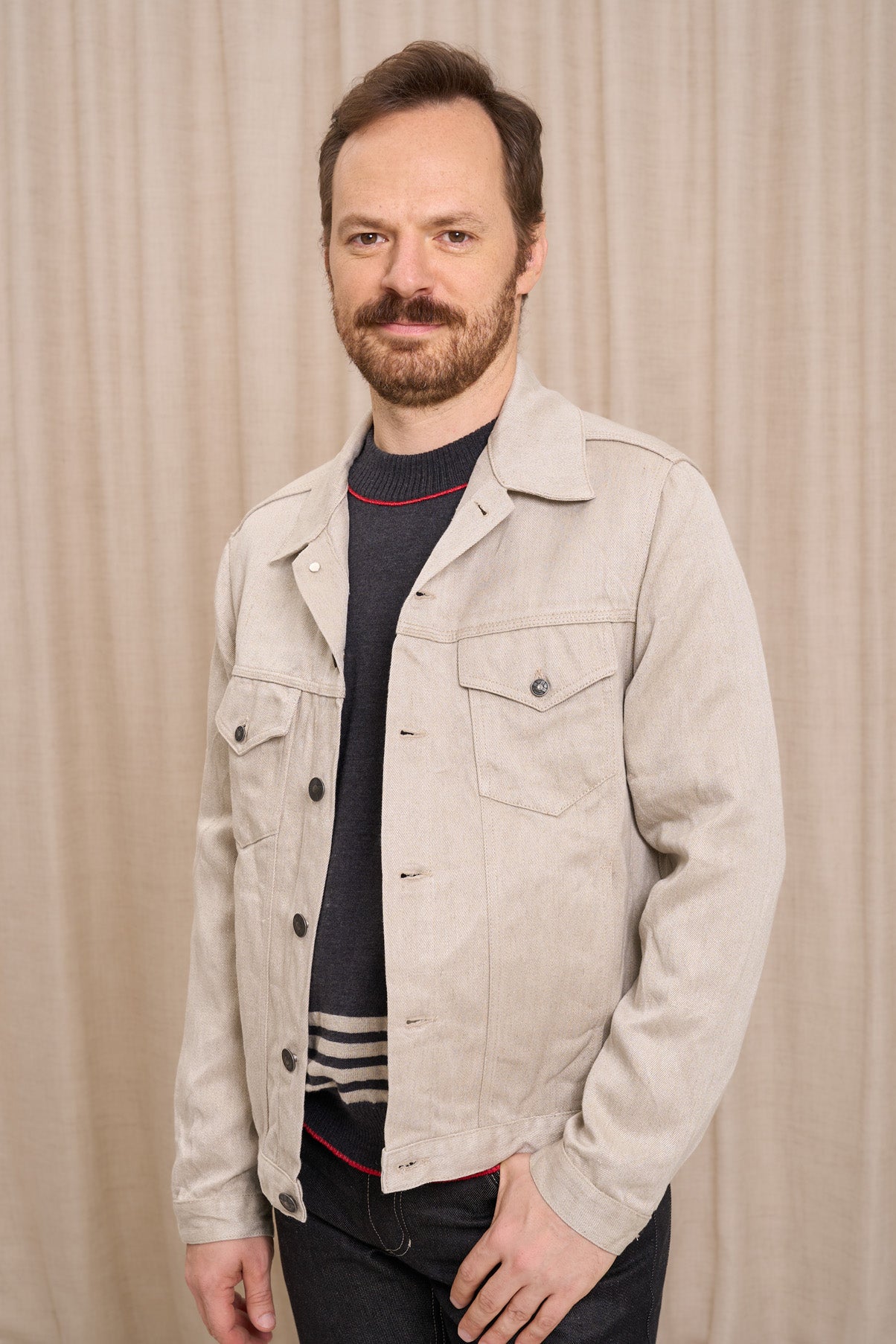 Veste en jean pour homme Tolosa en 100 % lin naturel, coloris lin naturel, photo 1 sur 3, Le Gaulois Jeans