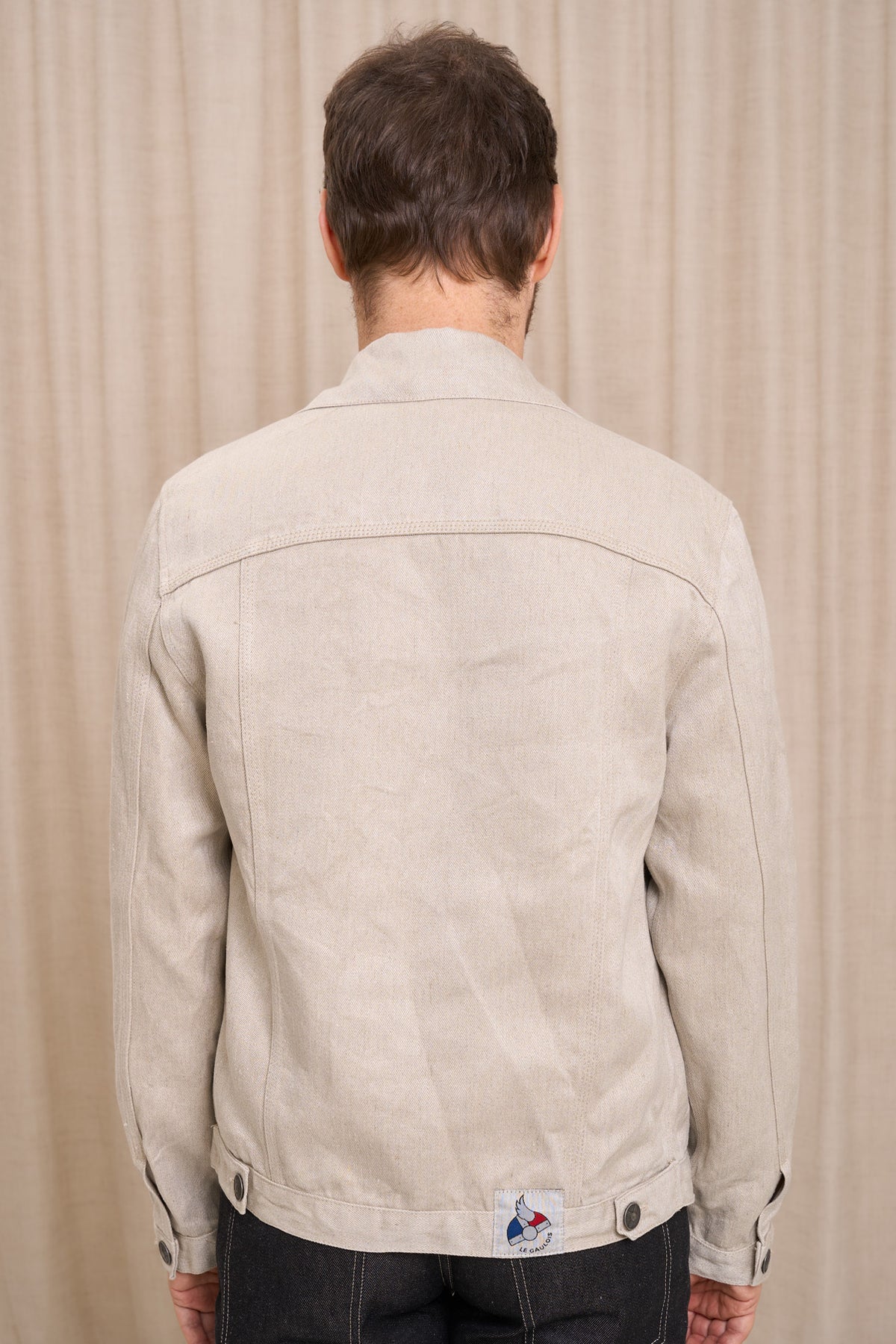 Veste en jean pour homme Tolosa en 100 % lin naturel, coloris lin naturel, photo 3 sur 3, Le Gaulois Jeans
