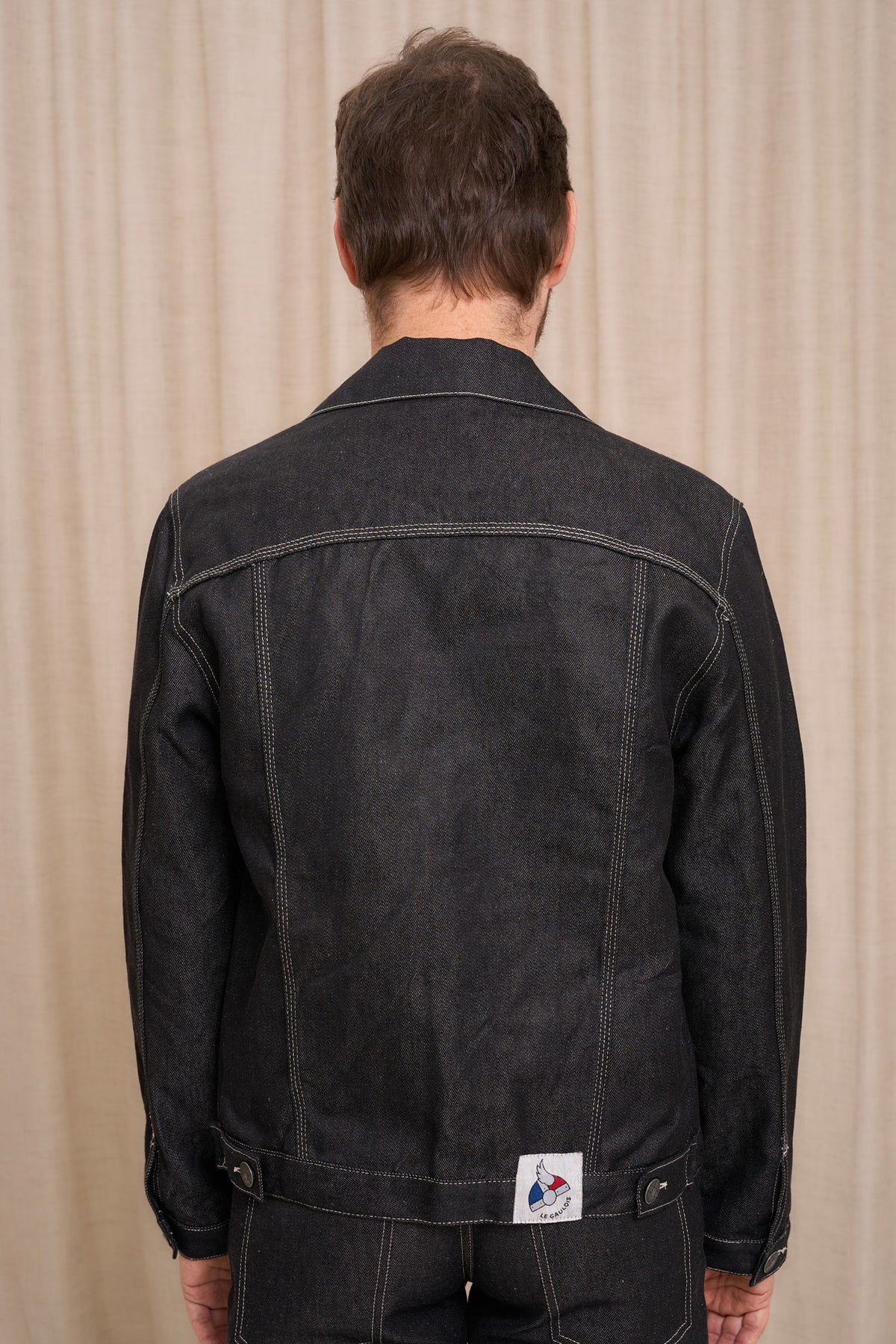Veste en jean pour homme Tolosa en 100 % lin, coloris noir, photo 3 sur 4, Le Gaulois Jeans