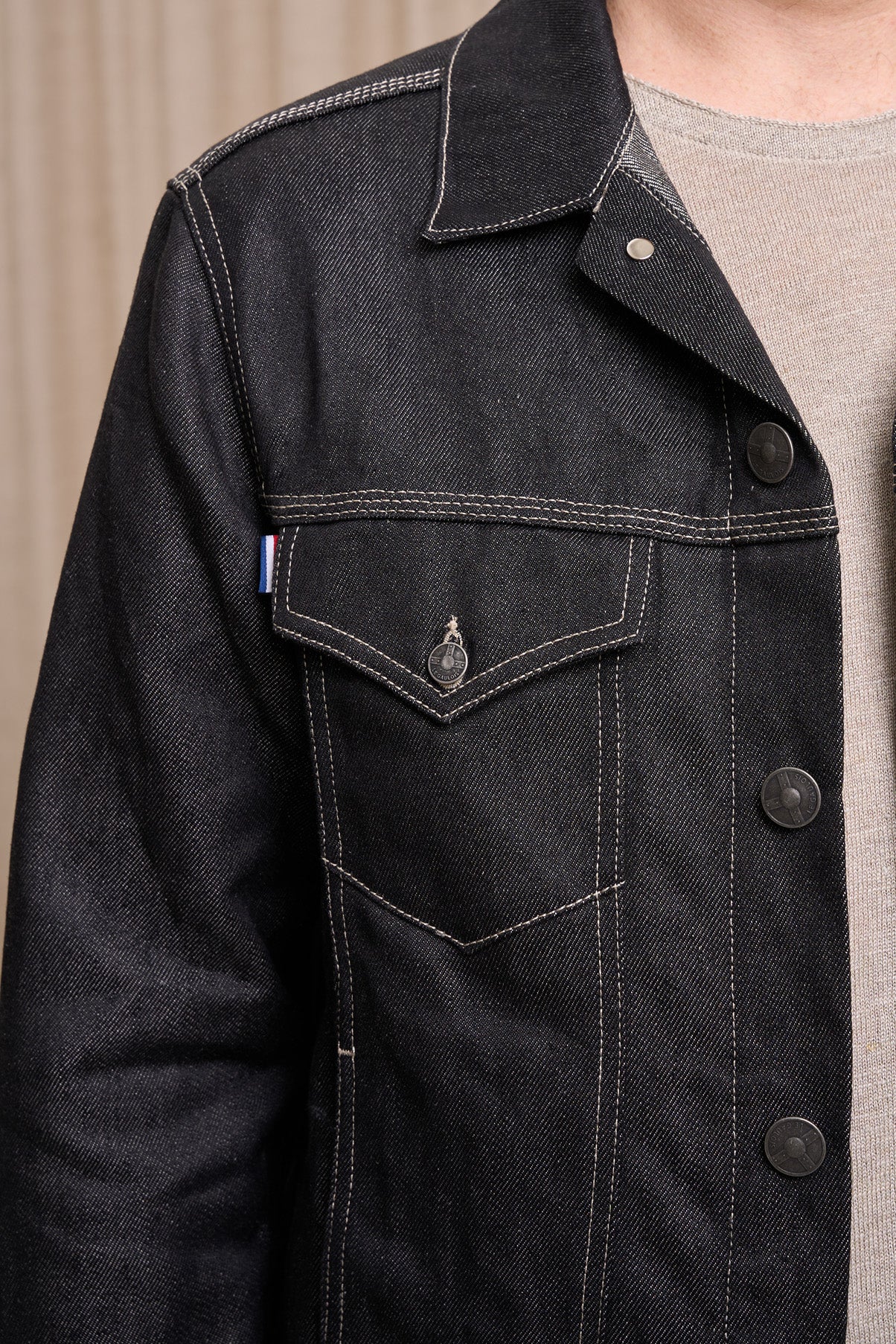 Veste en jean pour homme Tolosa en 100 % lin, coloris noir, photo 2 sur 4, Le Gaulois Jeans