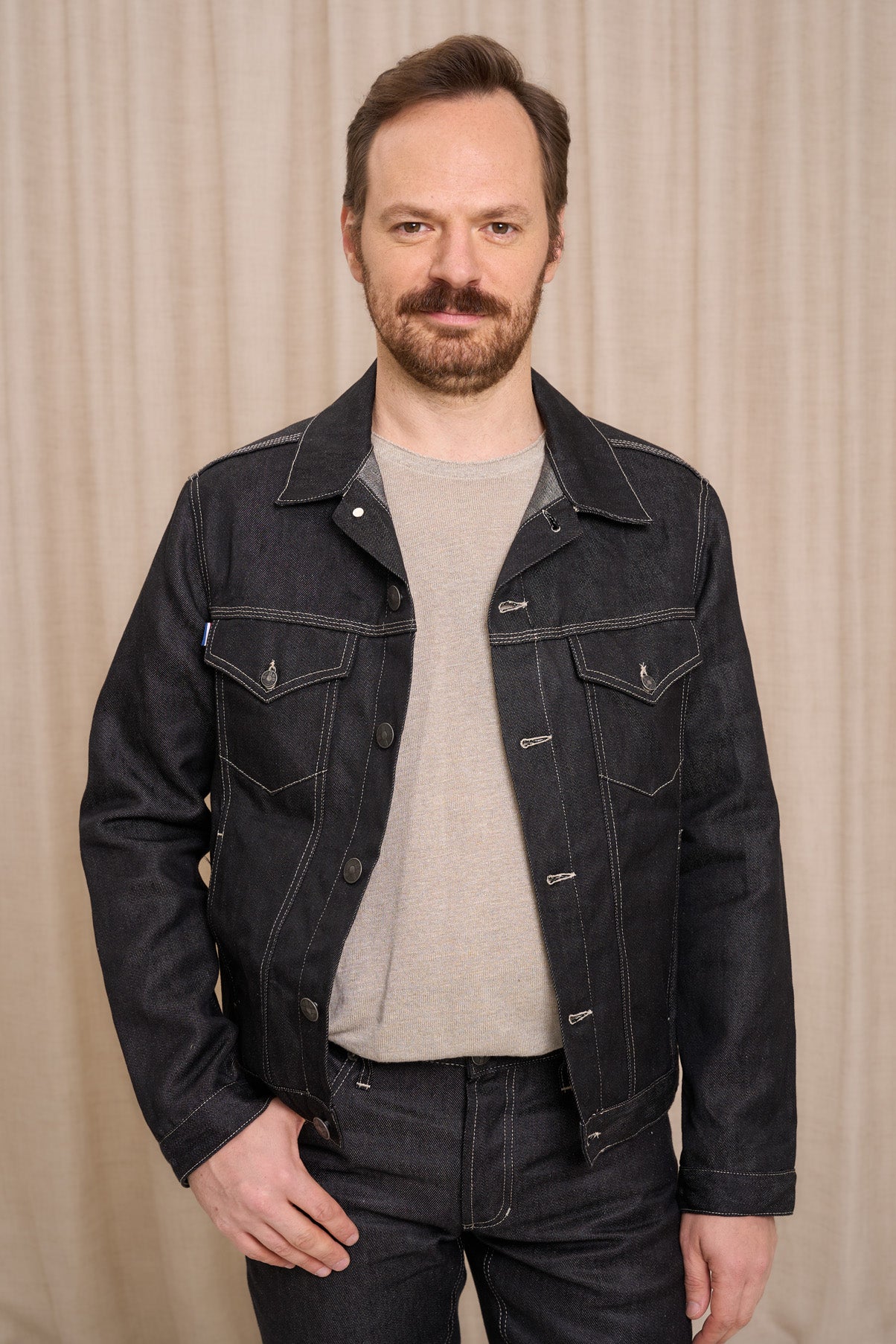 Veste en jean pour homme Tolosa en 100 % lin, coloris noir, photo 1 sur 4, Le Gaulois Jeans
