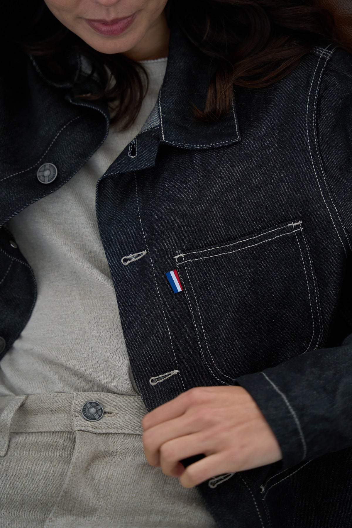 Veste en jean pour femme Corensi en 100 % lin, coloris noir, photo 8 sur 8, Le Gaulois Jeans