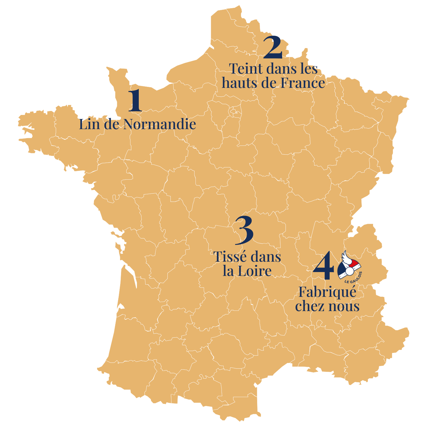Carte de production du jeans en lin et laine Le Gaulois Jeans