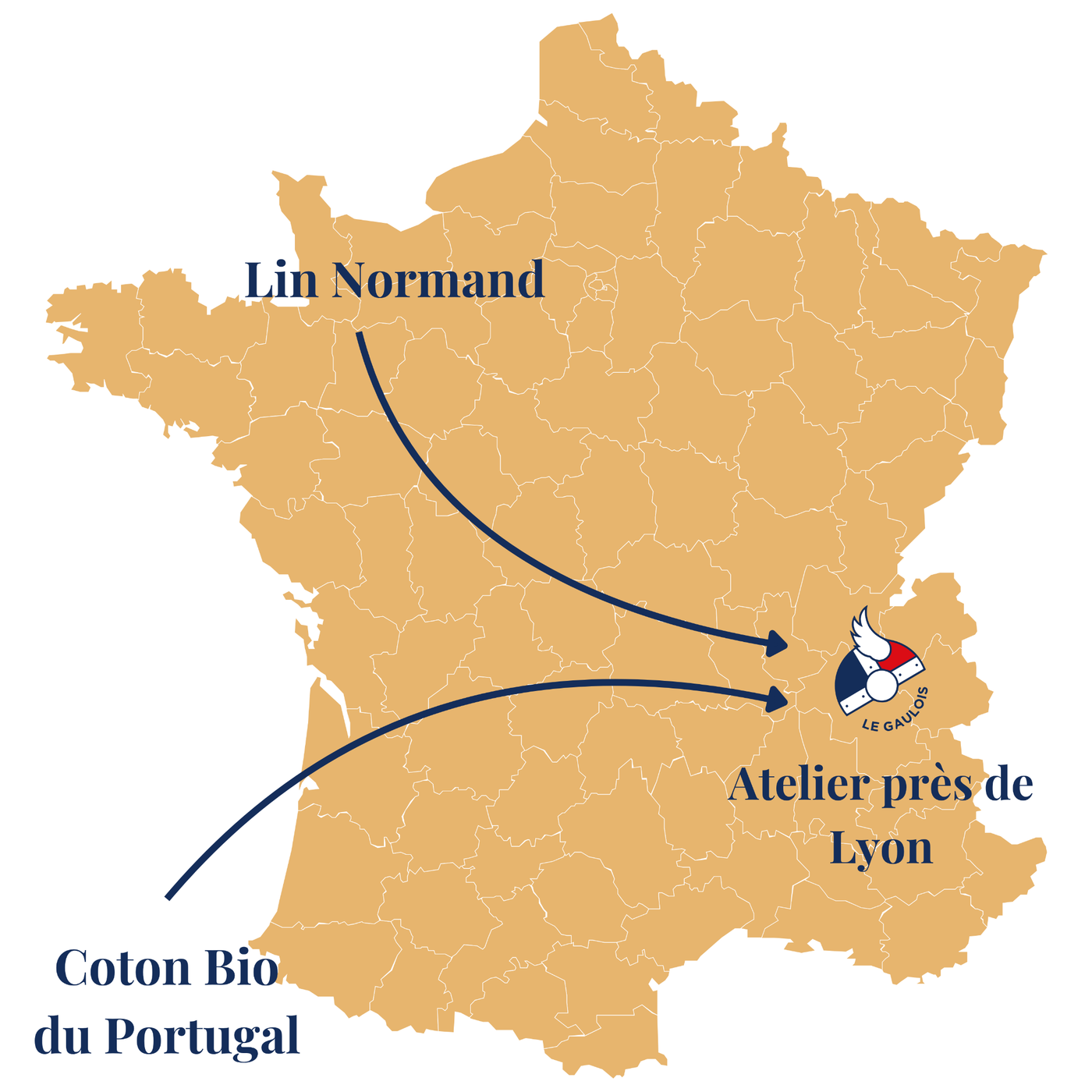 Carte de France des tissus du jeans métisse