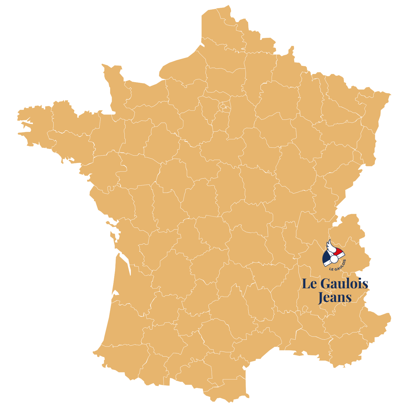 Carte de France des tissus du jeans métisse
